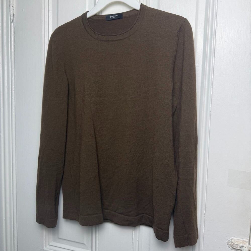 Jacenko Paris Brown Wool Blend Long Sleeve Sweater Womens Medium Made in Italy